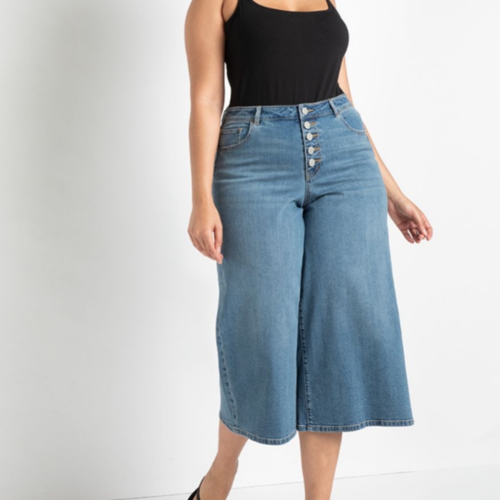 NWOT Eloquii 20 Wide Leg Cropped Jeans